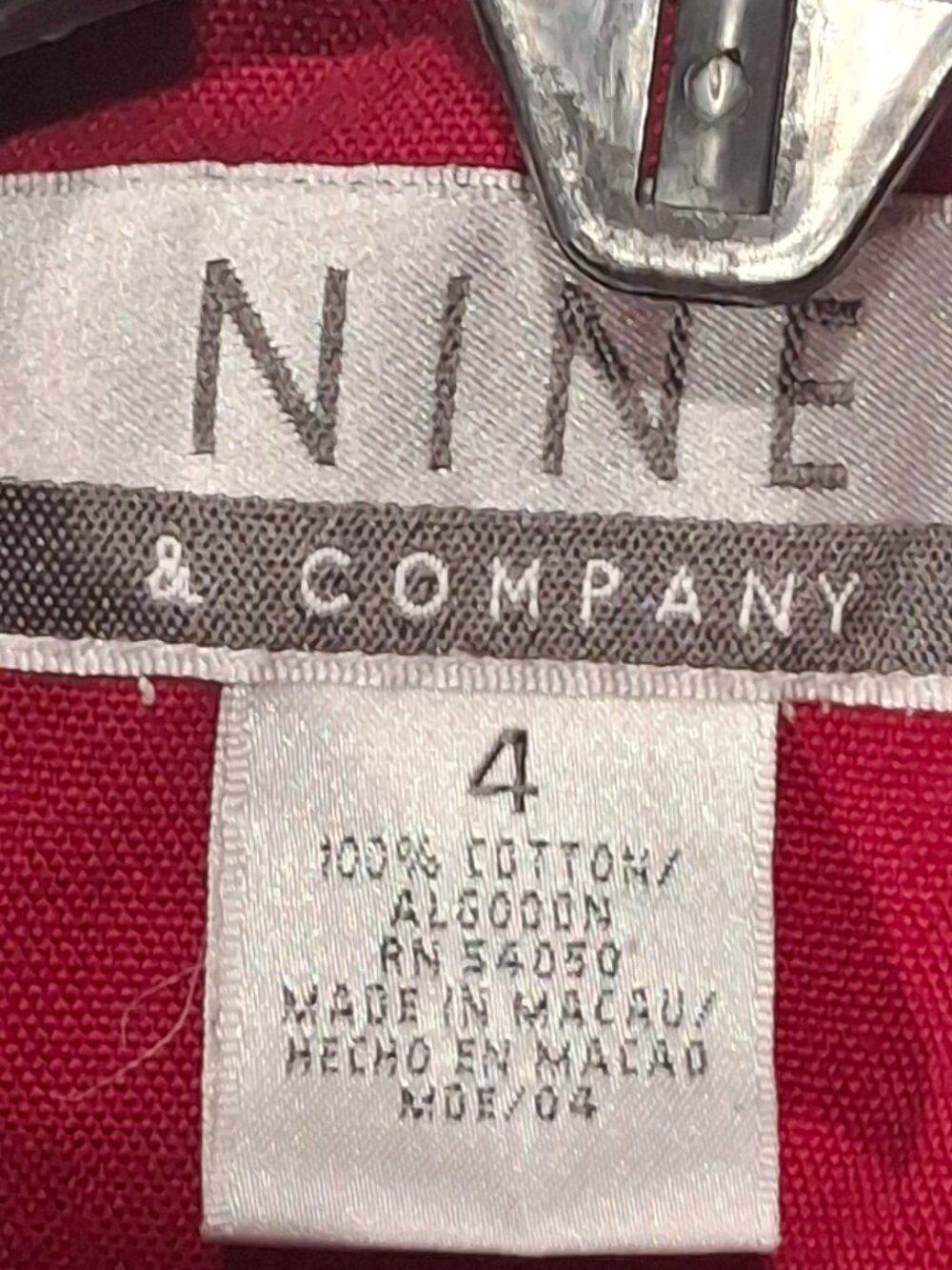 Nine & Company Size 4 Red Cotton Utility Trench Coat Long Jacket Y2K - Picture 5 of 8
